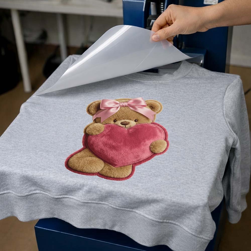 May include a cute plush teddy bear design with soft, playful details and a cozy, charming aesthetic, sized for a 9.5-inch DTF transfer.