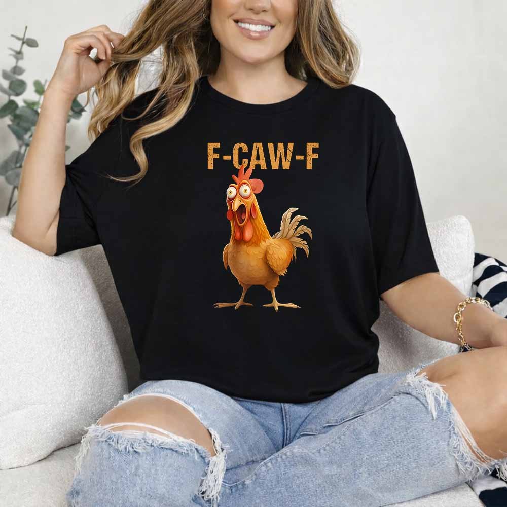 May include a funny chicken DTF transfer featuring a playful “F-Caw-F” design, sized at 9.5 inches, ideal for customizing T-shirts, sweatshirts, tote bags, and other apparel.