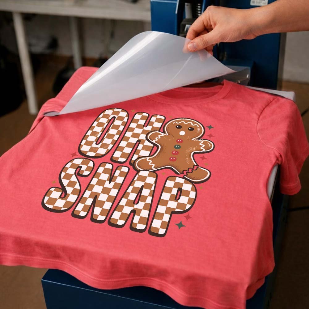 May include a playful “Oh Snap Gingerbread” design as a 9.5-inch DTF transfer, ideal for customizing T-shirts, sweatshirts, tote bags, and other apparel.