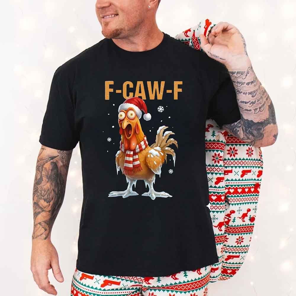May include a funny “F-Caw-F Christmas Rooster” design as a 9.5-inch DTF transfer, ideal for customizing T-shirts, sweatshirts, tote bags, and other apparel.
