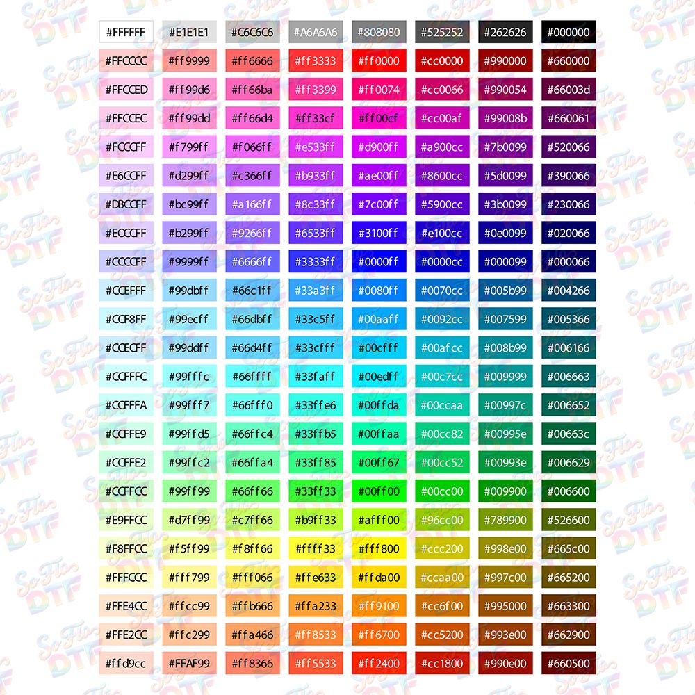 Color Matching Guide DTF Sheet - 11 in X 14 in