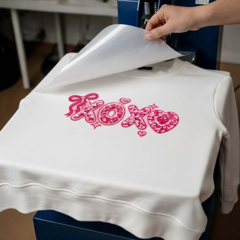 May include a festive “XOXO” design with sparkling sequin-inspired details, decorative lettering, and a glamorous Valentine’s-inspired aesthetic.